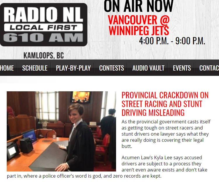 Kyla Lee on 610AM: Provincial Crackdown on Street Racing and Stunt Driving Misleading