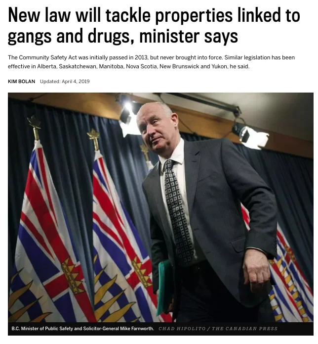 Kyla Lee on Vancouver Sun regarding Properties Linked to Gangs and Drugs