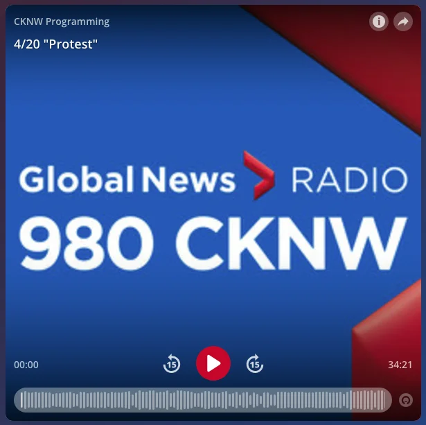 Kyla Lee on CKNW regarding 4/20 Protest Kyla Lee on CKNW regarding 4/20 Protest