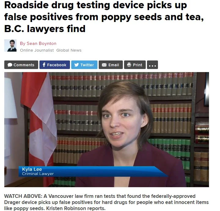 Kyla Lee on Global News: False positives on Drager DrugTest 5000 Kyla Lee on Global News: False positives on Drager DrugTest 5000