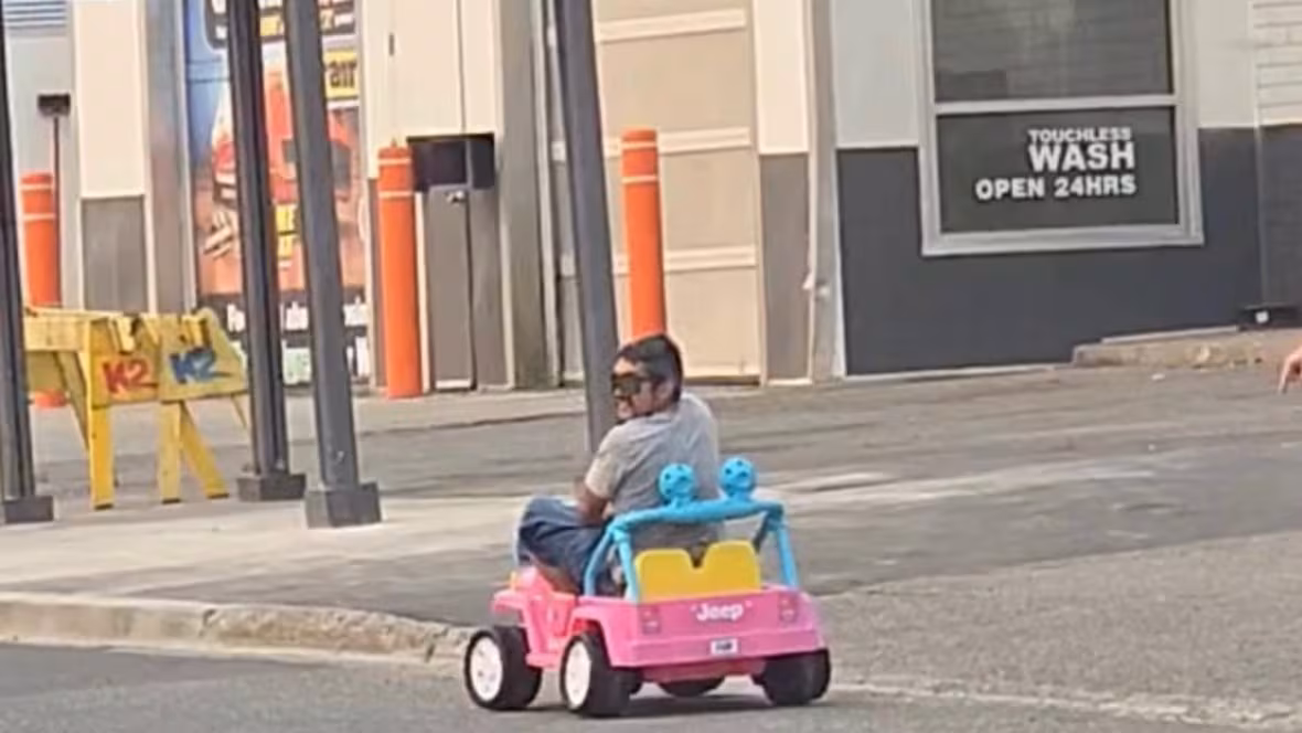 CBC News – Man arrested after driving child-size pink Barbie Jeep through Prince George, B.C.